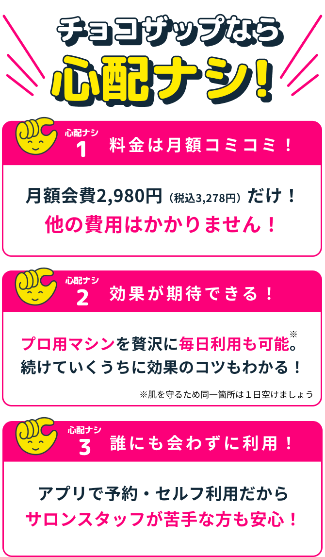 チョコザップなら心配ナシ!