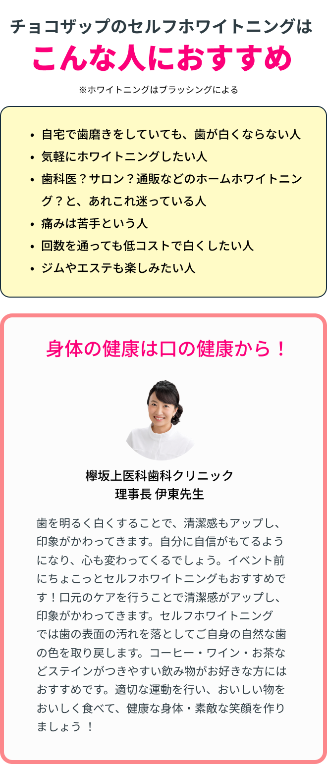 チョコザップのセルフホワイトニングはこんな人におすすめ