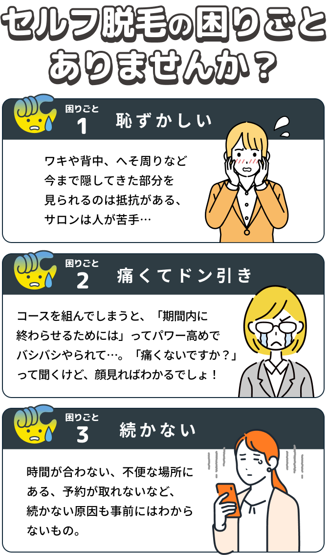 セルフ脱毛の困りごとありませんか?