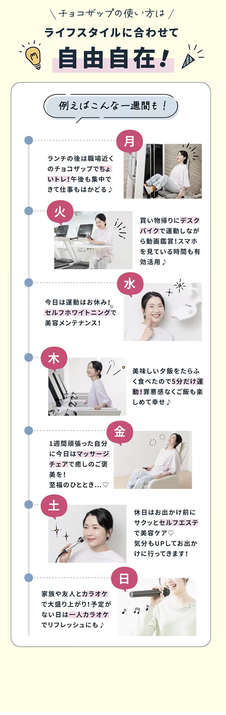 チョコザップの使い方はライフスタイルに合わせて自由自在!