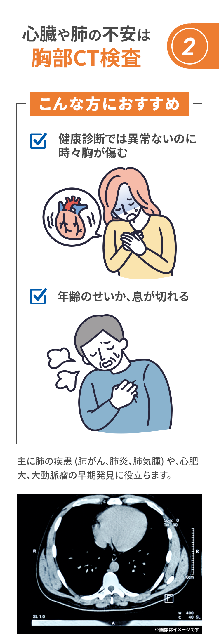 心臓や肺の不安は胸部CT検査