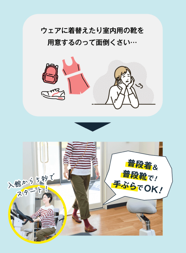 普段着&普段靴で!手ぶらでOK!