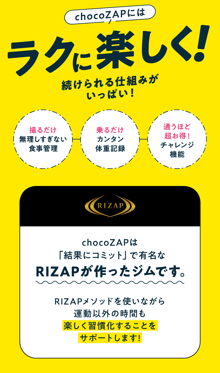 chocoZAPにはラクに楽しく!続けられる仕組みがいっぱい!