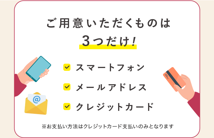 ご用意いただくものは3つだけ!