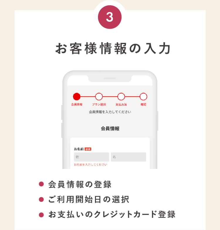 お客様情報の入力
