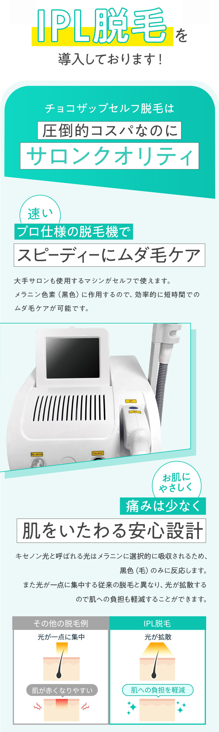 IPL脱毛を導入しております!