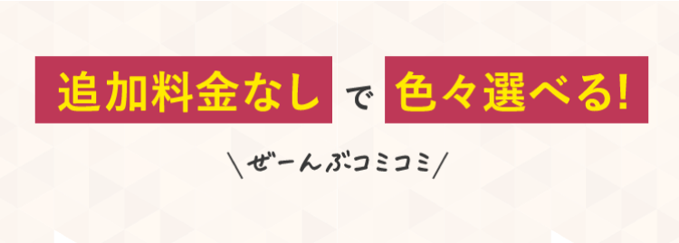 追加料金なしで色々選べる!