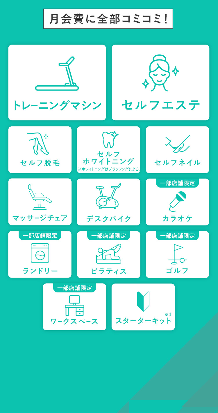 月会費に全部コミコミ!