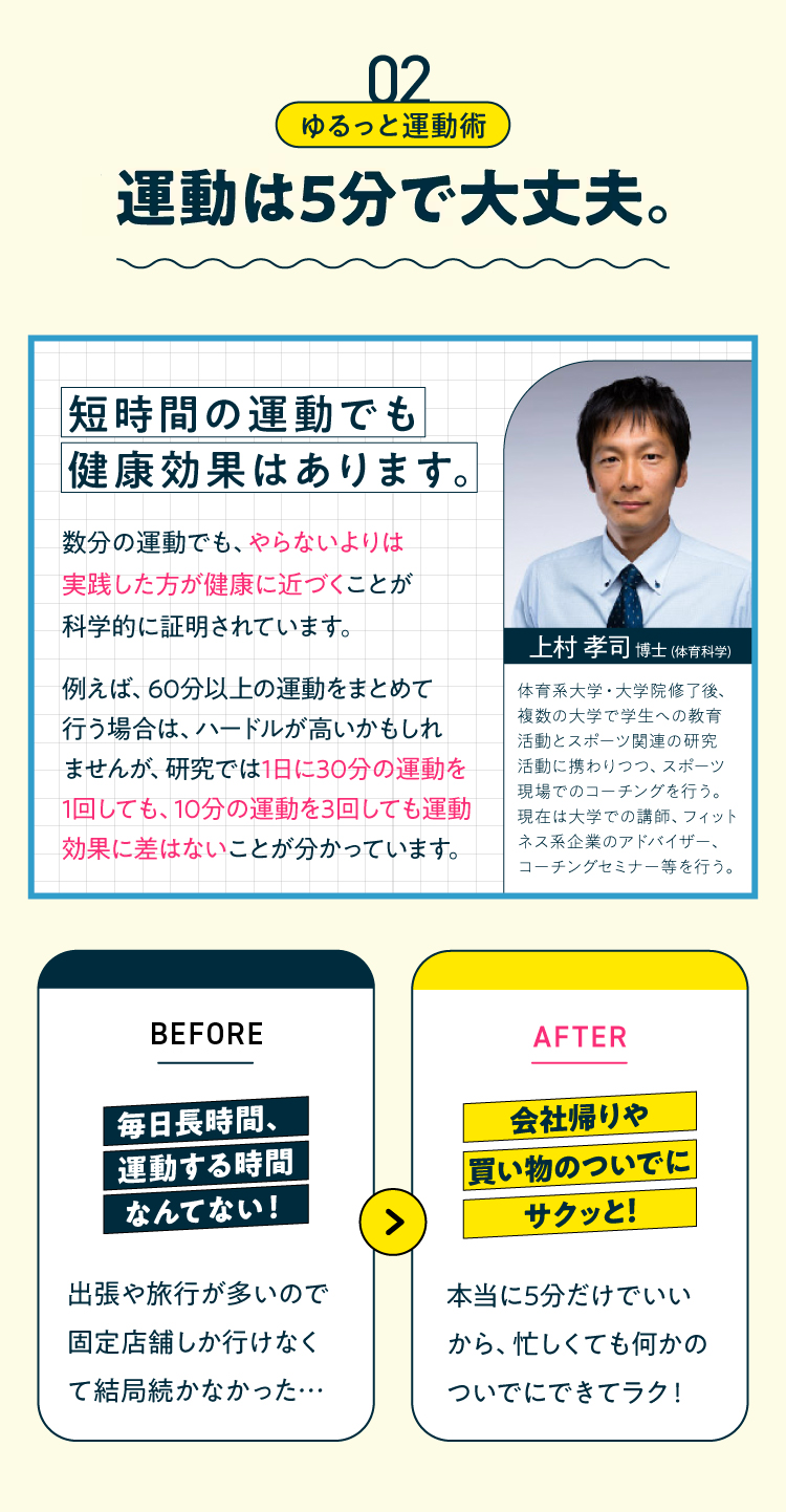 02 運動は5分で大丈夫。